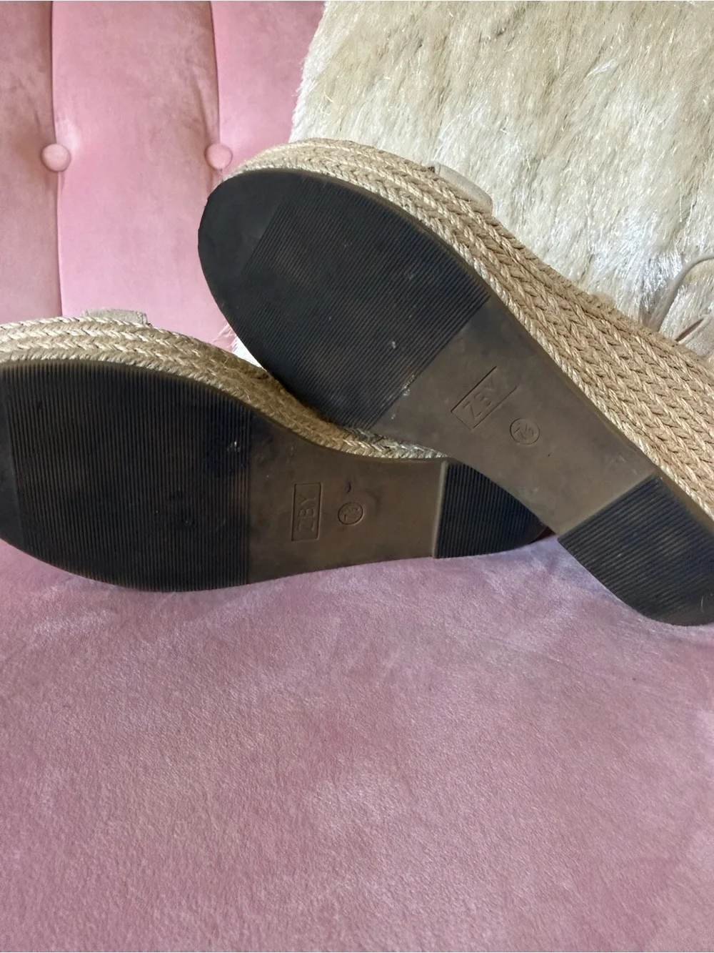 Lace-Up Espadrille Wedge Sandals - Neutral Beige Size 7.5